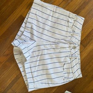 PacSun Striped navy/cream denim mom shorts